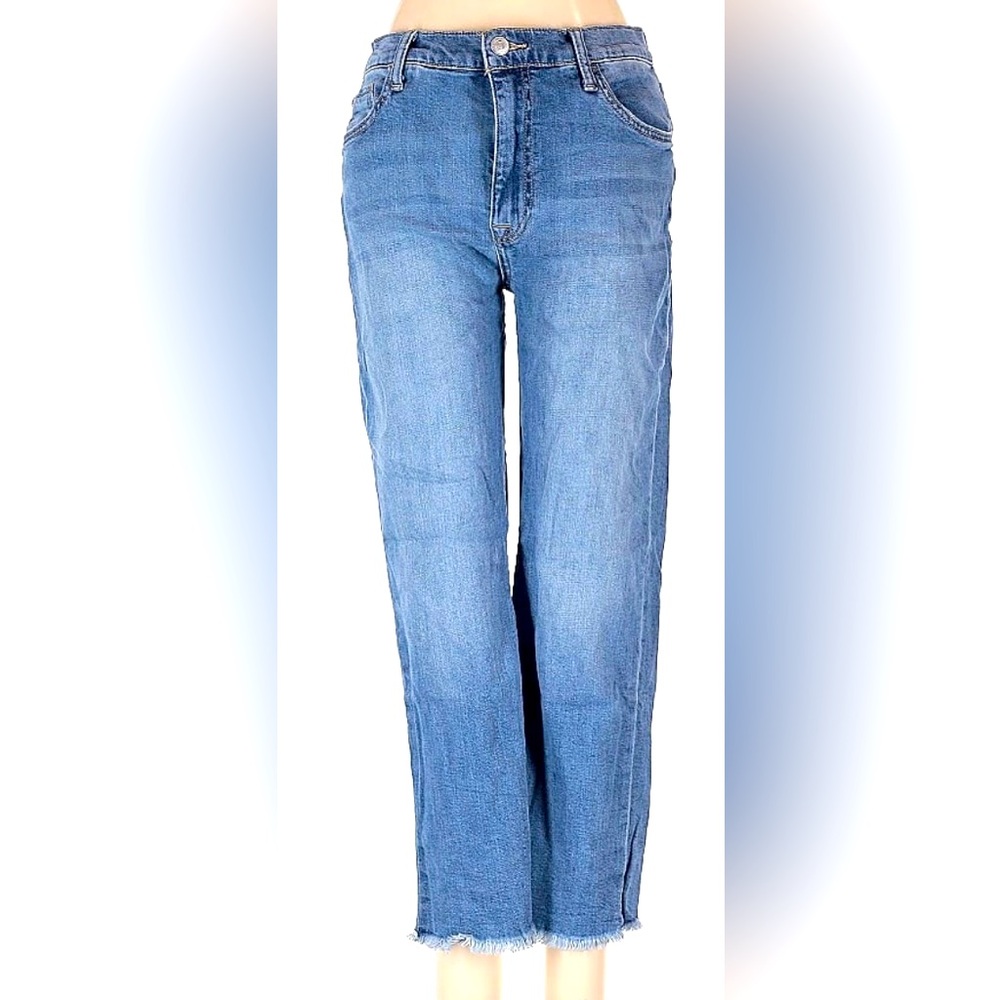 Hudson Designer Jeans Fallon Crop Size 32 Raw Distressed Hem Alta Light Wash HTF